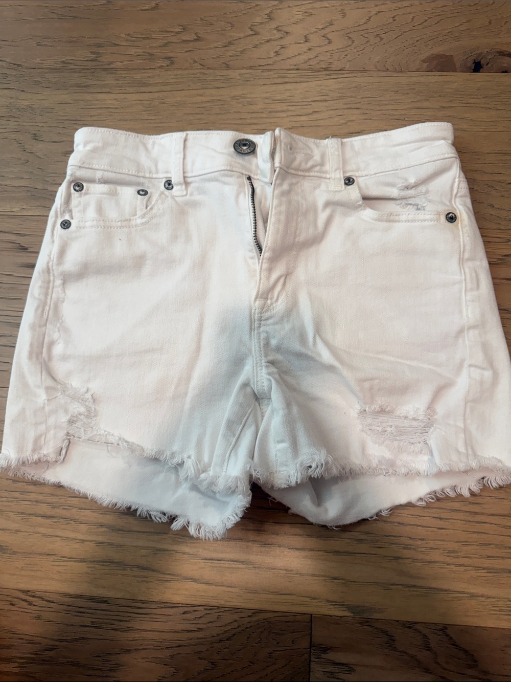 American Eagle Outfitters White Frayed Denim Shorts